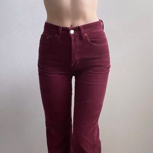 Re/Done Originals Dark Red High Rise Corduroy Jeans